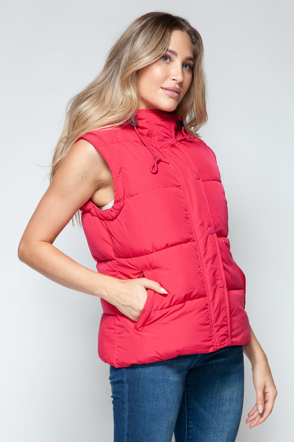 Snobbish Snap and Zip Closure Hooded Vest Shirt Apparel Clothing Tops price-change-job-active Ship from USA Shirts Snobbish USA Women Trendsi https://www.cyberehub.com