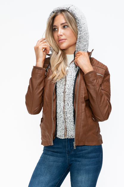 YMI Removable Faux Layered Multi-Pocket Jacket with Fuzzy Hood Apparel Featured Ship from USA Tiktok Trendsi USA USPS Walmart YMI outerwear Trendsi https://www.cyberehub.com