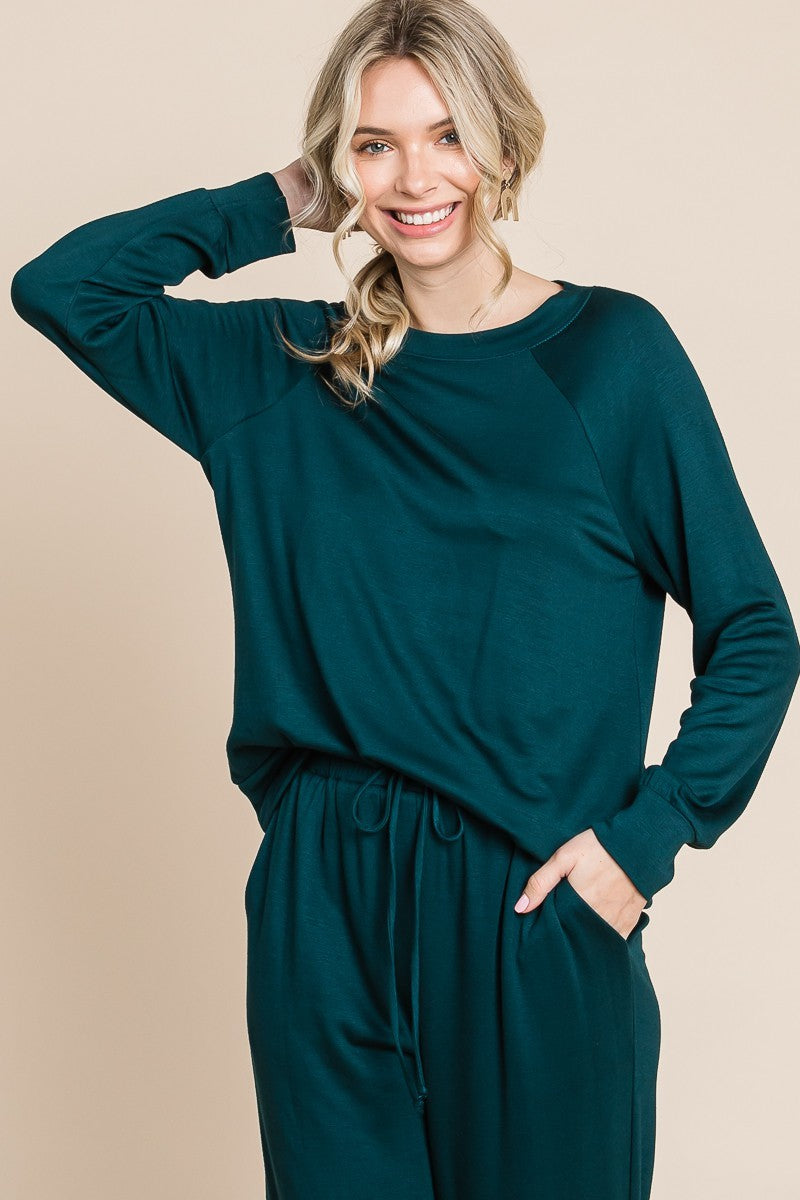 Super Lady Round Neck Raglan Sleeve Top and Drawstring Pants Lounge Set Hunter Green Apparel/Tops Ship from USA Super Lady TikTok Tops Trendsi USPS Walmart Walmart Apparel Trendsi https://www.cyberehub.com