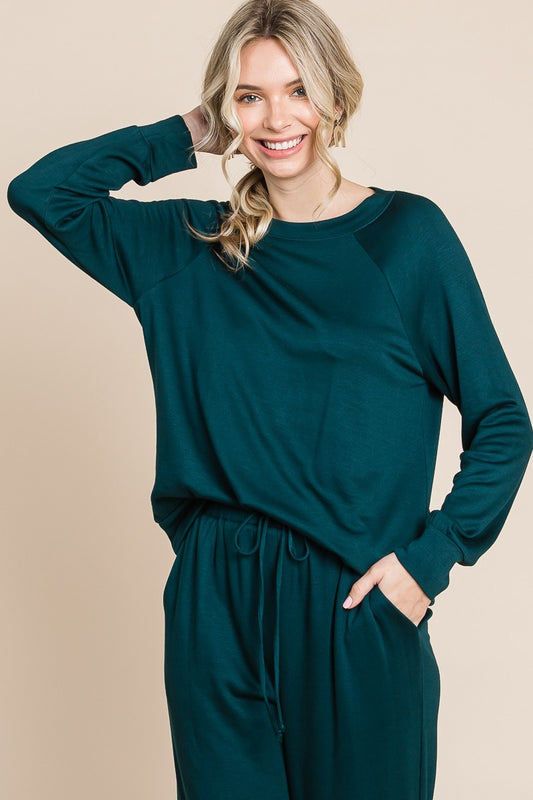 Super Lady Round Neck Raglan Sleeve Top and Drawstring Pants Lounge Set Hunter Green Apparel/Tops Ship from USA Super Lady TikTok Tops Trendsi USPS Walmart Walmart Apparel Trendsi https://www.cyberehub.com