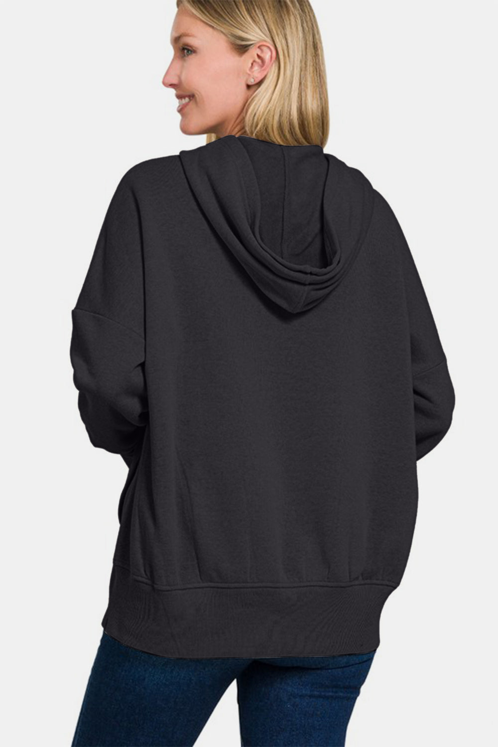 Zenana Half Snap Long Sleeve Hoodie with Kangaroo Pocket Apparel/Tops Ship from USA TikTok Tops Trendsi USPS Walmart Walmart Apparel Zenana Trendsi https://www.cyberehub.com