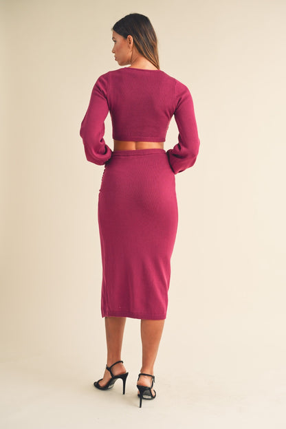 MABLE Front Twisted Knit Top and Midi Skirt Set Shirt Apparel Clothing Tops MABLE Ship from USA Shirts USA Women Trendsi https://www.cyberehub.com