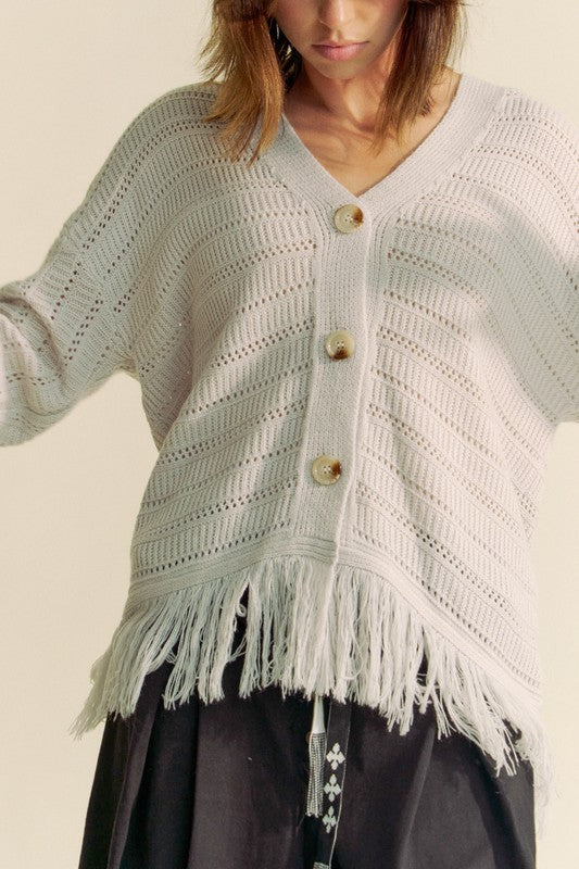 Davi & Dani Fringe V-Neck Button Up Long Sleeve Cardigan Apparel Davi & Dani Featured Ship from USA Tiktok Trendsi USA USPS Walmart Trendsi https://www.cyberehub.com