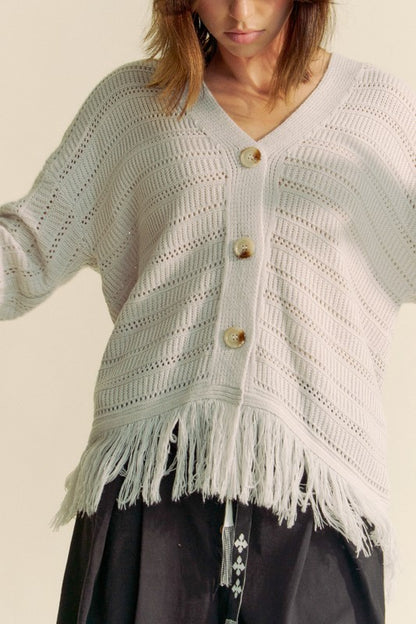 Davi & Dani Fringe V-Neck Button Up Long Sleeve Cardigan Apparel Davi & Dani Featured Ship from USA Tiktok Trendsi USA USPS Walmart Trendsi https://www.cyberehub.com