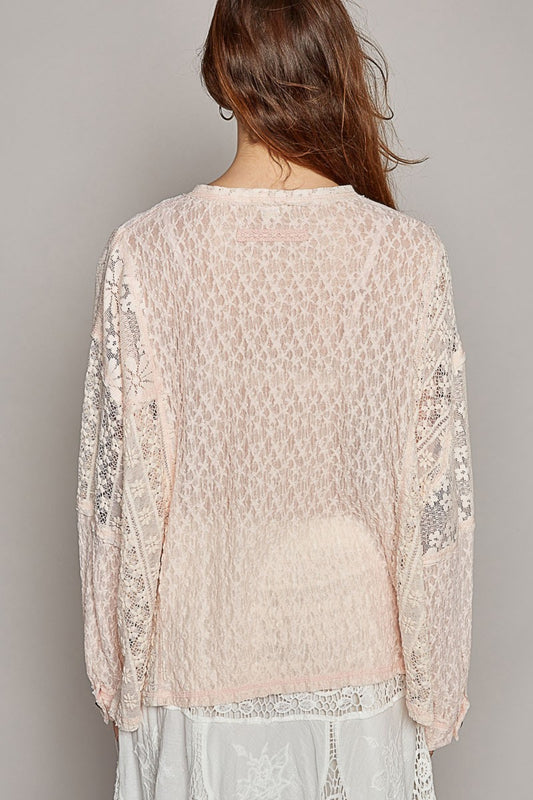 POL Round Neck Long Sleeve Raw Edge Lace Top Apparel/Tops POL Ship from USA TikTok Tops Trendsi USPS Walmart Walmart Apparel Trendsi https://www.cyberehub.com