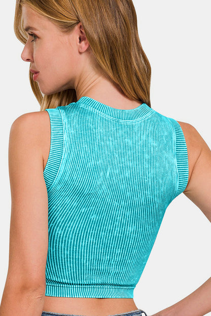 Zenana Washed Ribbed Seamless Crop Tank with Bra Pad Apparel/Tops Ship from USA TikTok Tops Trendsi USPS Walmart Walmart Apparel Zenana Trendsi https://www.cyberehub.com