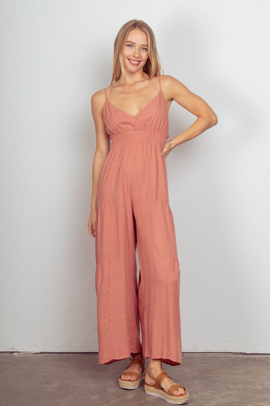 VERY J Sleeveless Ruched Wide Leg Jumpsuit Blush Tops/Jackets/Sweaters Clothing Tops Ship from USA TikTok Trendsi USPS VERY J Walmart Trendsi https://www.cyberehub.com