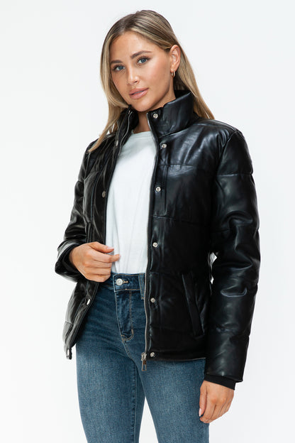YMI Pocketed Zip Up Turtleneck Puffer Jacket Tops/Jackets/Sweaters Clothing Tops Ship from USA TikTok Trendsi USPS Walmart YMI outerwear Trendsi https://www.cyberehub.com