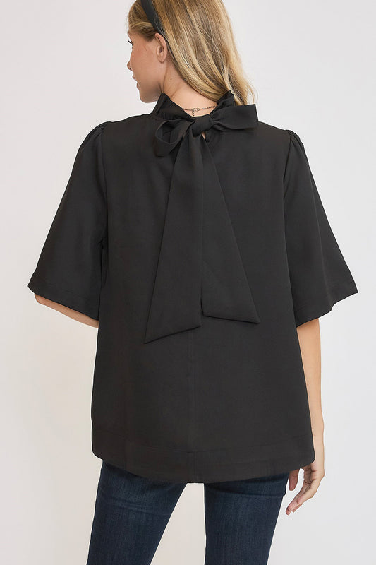 Umgee Bow Tie Back Mock Neck Half Sleeve Blouse Apparel/Tops Ship from USA TikTok Tops Trendsi Umgee USA USPS Walmart Walmart Apparel Trendsi https://www.cyberehub.com