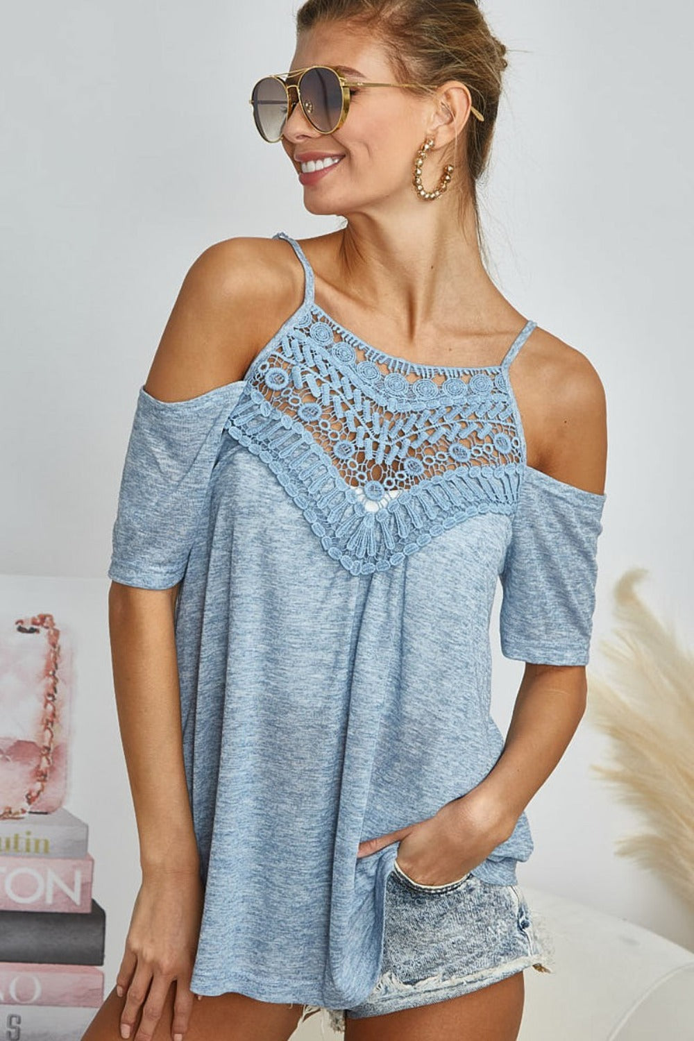 BiBi Front Crochet Lace Adjustable Strap Top Tops/Jackets/Sweaters BiBi Clothing Tops Ship from USA TikTok Trendsi USPS Walmart Trendsi https://www.cyberehub.com