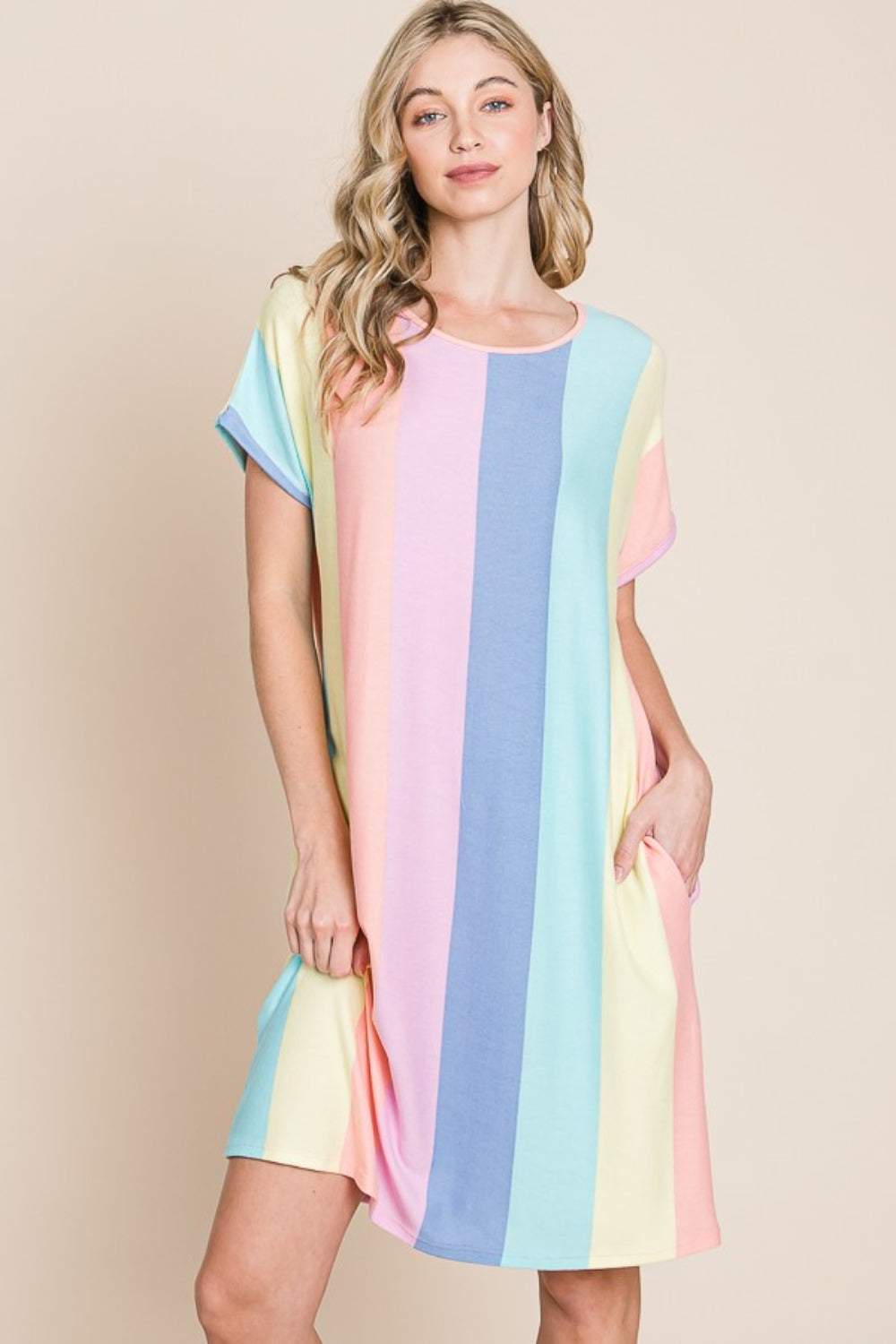 BOMBOM Striped Short Sleeve Dress with Pockets Apparel/Dress BOMBOM Dress Memorial Day Sale Ship from USA TikTok Trendsi USPS Walmart Walmart Apparel Trendsi https://www.cyberehub.com