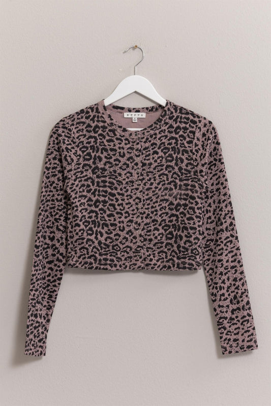 HYFVE Animal Print Snap Down Crop Cardigan Dusty Lavender Shirt Apparel Clothing Tops HYFVE Ship from USA Shirts USA Women Trendsi https://www.cyberehub.com