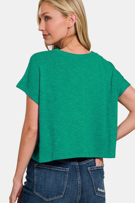 Zenana Round Neck Short Sleeve T-Shirt Apparel/Tops Ship from USA TikTok Tops Trendsi USPS Walmart Walmart Apparel Zenana Trendsi https://www.cyberehub.com