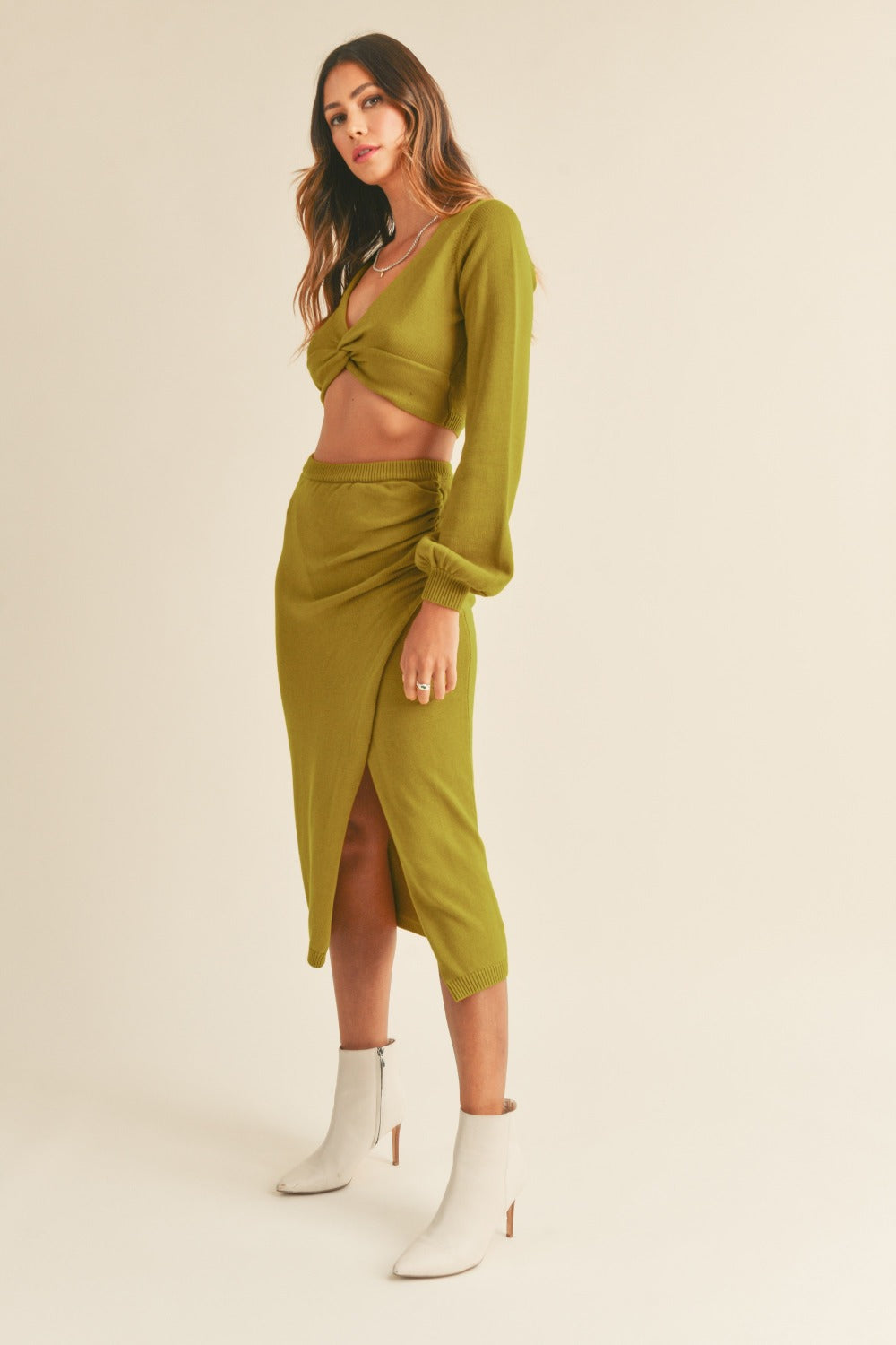 MABLE Front Twisted Knit Top and Midi Skirt Set Shirt Apparel Clothing Tops MABLE Ship from USA Shirts USA Women Trendsi https://www.cyberehub.com