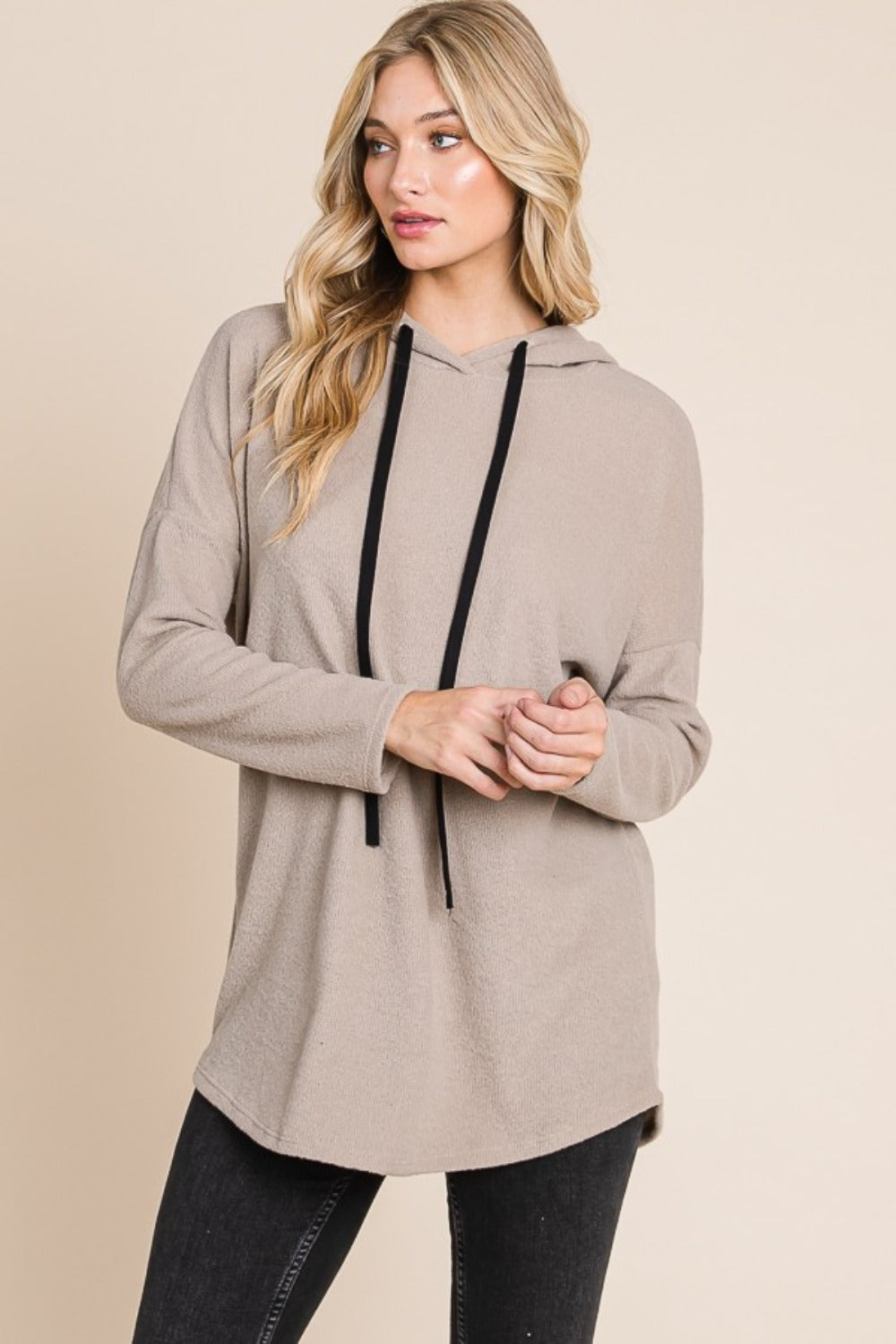 BOMBOM Contrast Drawstring Drop Shoulder Knit Hoodie Tops/Jackets/Sweaters BOMBOM Clothing Tops Ship from USA TikTok Trendsi USPS Walmart Trendsi https://www.cyberehub.com