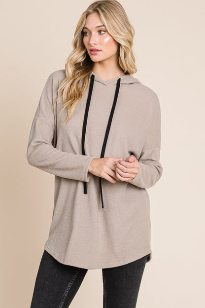 BOMBOM Contrast Drawstring Drop Shoulder Knit Hoodie Tops/Jackets/Sweaters BOMBOM Clothing Tops Ship from USA TikTok Trendsi USPS Walmart Trendsi https://www.cyberehub.com