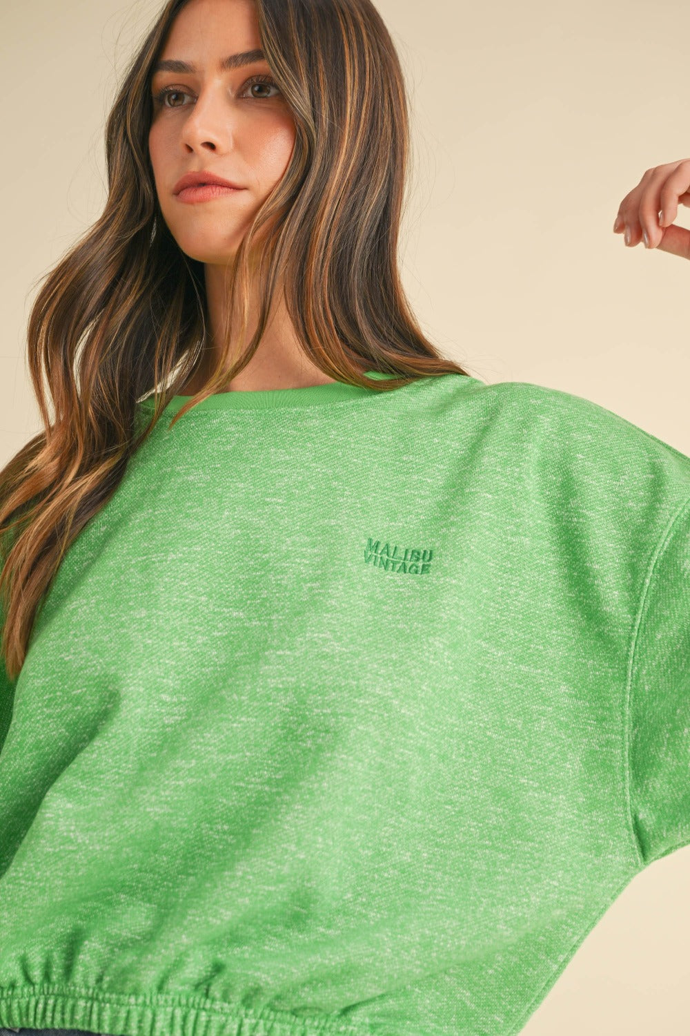 Mable Round Neck Letter Embroidery Crop Sweatshirt Tops/Jackets/Sweaters Clothing Tops MABLE Ship from USA TikTok Trendsi USPS Walmart Trendsi https://www.cyberehub.com