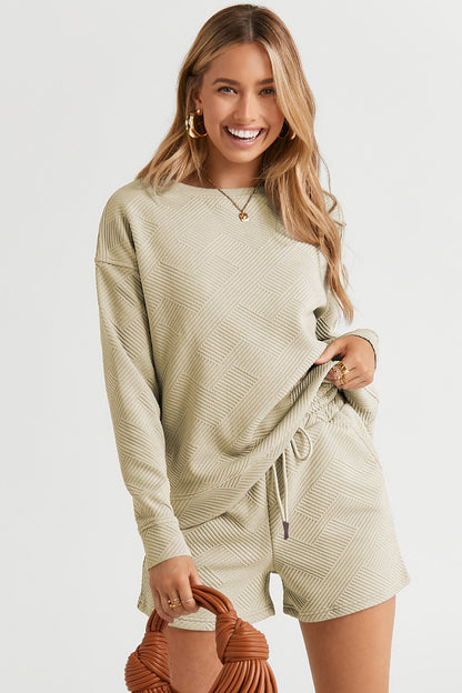 Double Take Full Size Texture Long Sleeve Top and Drawstring Shorts Set Tan Apparel/Tops Double Take Ship from USA TikTok Tops Trendsi USPS Walmart Walmart Apparel Trendsi https://www.cyberehub.com