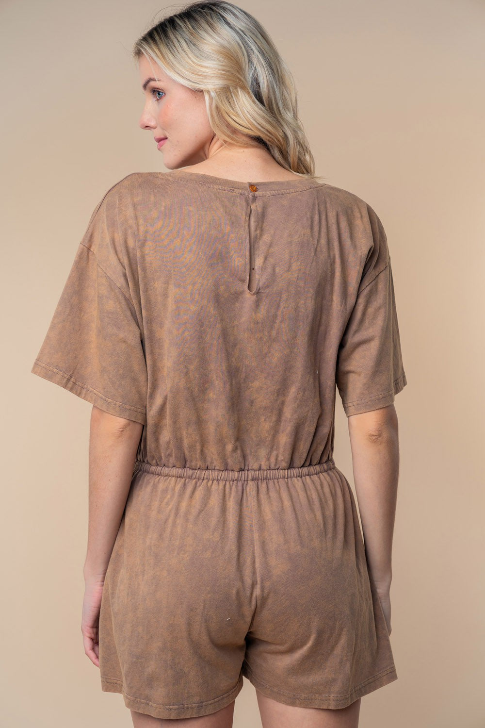 White Birch Full Size Short Sleeve Drawstring Romper Apparel/Tops Ship from USA TikTok Tops Trendsi USPS Walmart Walmart Apparel White Birch Trendsi https://www.cyberehub.com