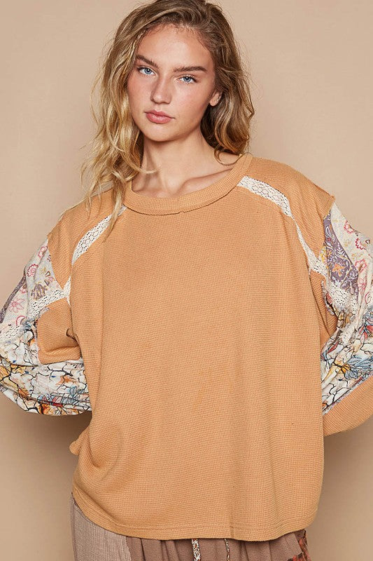 POL Waffle-Knit Lace Detail Round Neck Top Apparel/Tops POL Ship from USA TikTok Tops Trendsi USPS Walmart Walmart Apparel Trendsi https://www.cyberehub.com