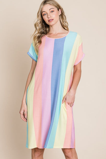 BOMBOM Striped Short Sleeve Dress with Pockets Apparel/Dress BOMBOM Dress Memorial Day Sale Ship from USA TikTok Trendsi USPS Walmart Walmart Apparel Trendsi https://www.cyberehub.com