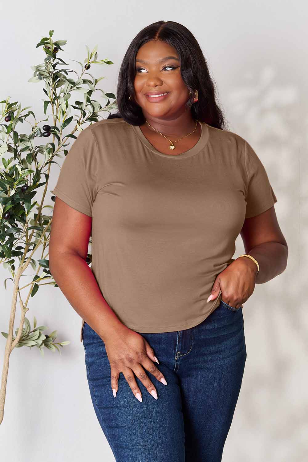 Basic Bae Full Size Round Neck Short Sleeve T-Shirt Apparel/Tops Basic Bae Ship from USA TikTok Tops Trendsi USPS Walmart Walmart Apparel Trendsi https://www.cyberehub.com