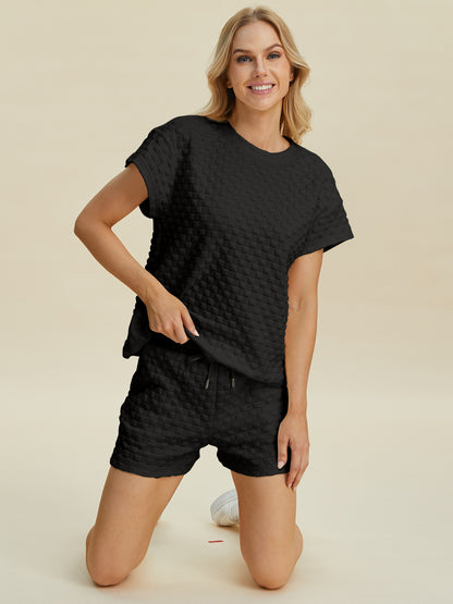 Double Take Full Size Texture T-Shirt and Shorts Set Tops/Jackets/Sweaters Clothing Tops Double Take Ship from USA TikTok Trendsi USPS Walmart Trendsi https://www.cyberehub.com