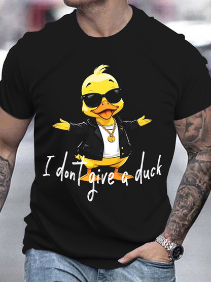 Men's Round Neck T-shirt, Printed With 'I Don't Care About Ducks' Pattern Black Apparel/Shirt/Graphic Shirt SNULLO https://www.cyberehub.com