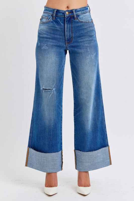 Judy Blue Full Size Distressed High Waist Wide Leg Jeans Medium Apparel Apparel Judy Blue Ship from USA TikTok Trendsi Trendsi https://www.cyberehub.com
