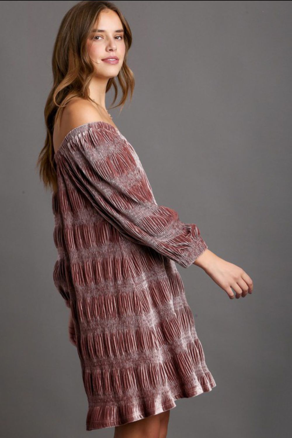 Umgee Off-Shoulder Balloon Sleeve Velvet Mini Dress Apparel Apparel Ship from USA TikTok Trendsi Umgee USA Trendsi https://www.cyberehub.com
