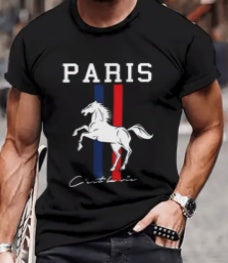 Men's Solid Color Printed Short-sleeved T-shirt Black Apparel/Shirt/Graphic Shirt SNULLO https://www.cyberehub.com