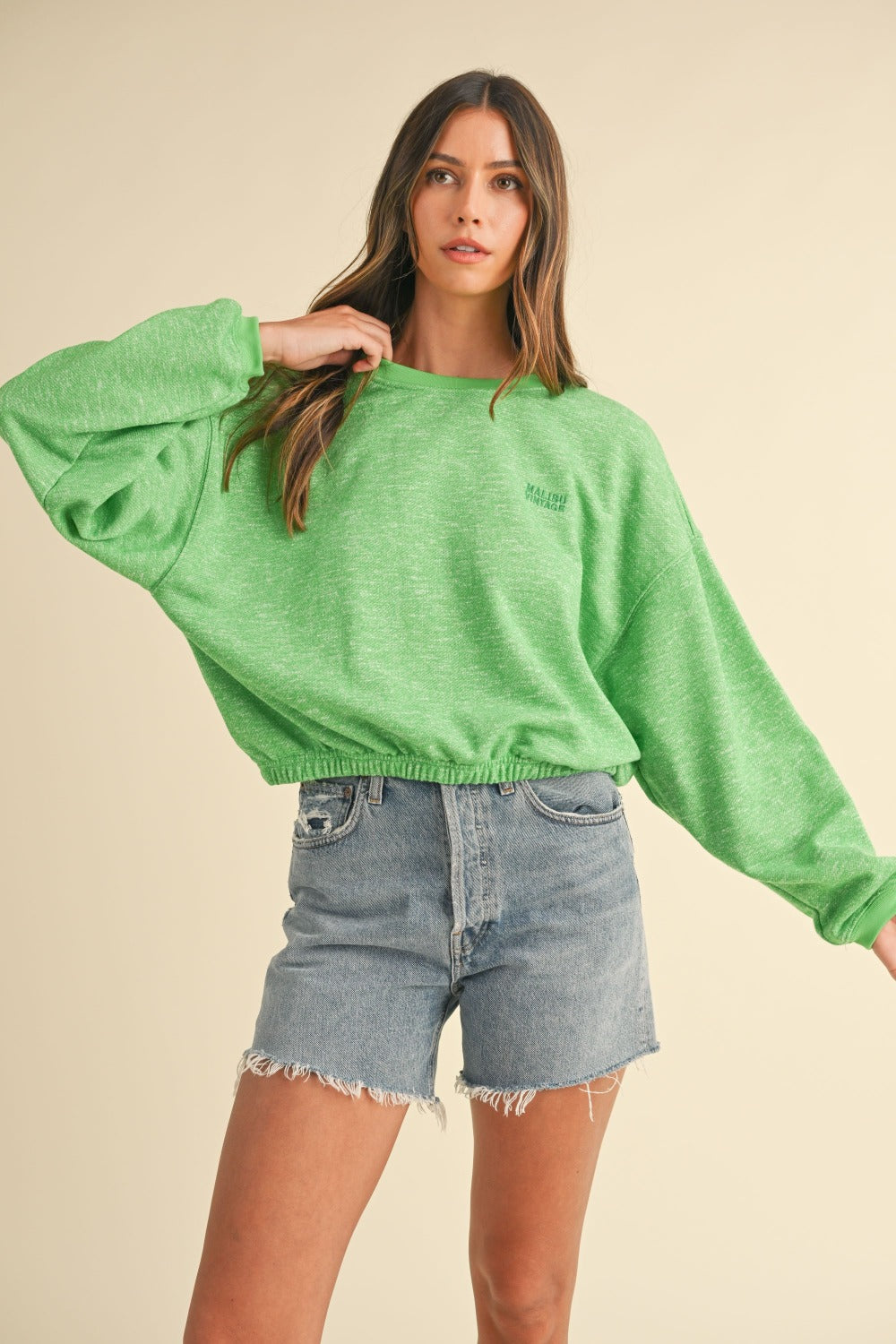 Mable Round Neck Letter Embroidery Crop Sweatshirt Tops/Jackets/Sweaters Clothing Tops MABLE Ship from USA TikTok Trendsi USPS Walmart Trendsi https://www.cyberehub.com
