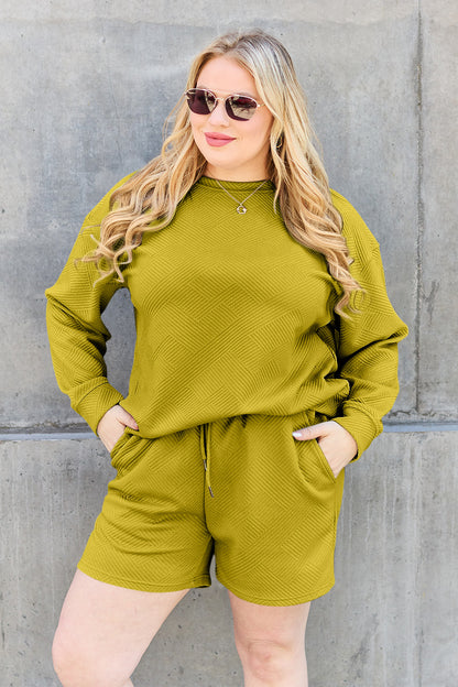 Double Take Full Size Texture Long Sleeve Top and Drawstring Shorts Set Apparel/Tops Double Take Ship from USA TikTok Tops Trendsi USPS Walmart Walmart Apparel Trendsi https://www.cyberehub.com