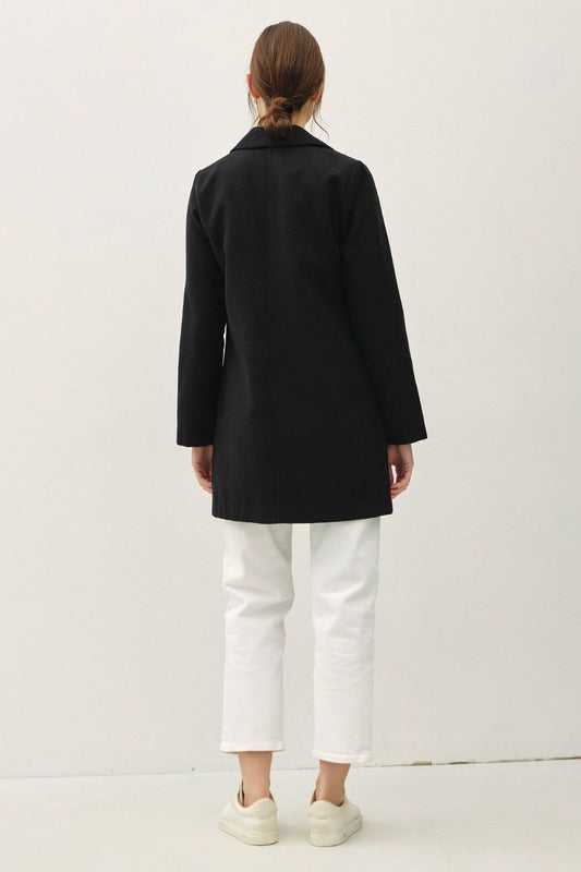 Be Cool Single Button Long Sleeve Coat with Pockets Tops/Jackets/Sweaters BE COOL Clothing Tops Ship from USA TikTok Trendsi USPS Walmart Trendsi https://www.cyberehub.com
