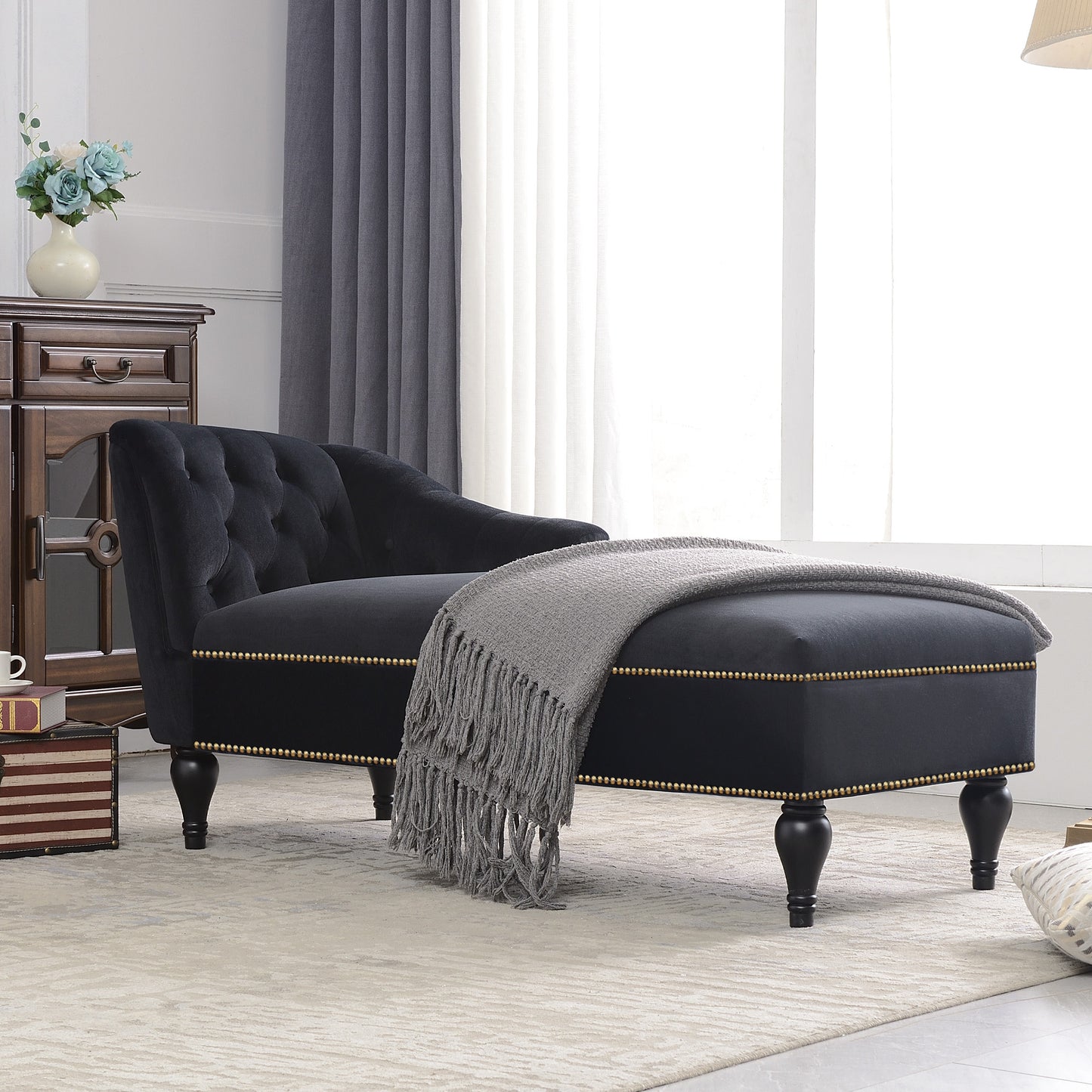 [New+Video] 58''Velvet Chaise Lounge,Button Tufted Right Arm Facing Lounge Chair with Nailhead Trim & Solid Wood Legs for Living Room or Office,Sleeper Lounge Sofa (New style of WF284880AAB) Giga GNJ Home Home & Garden Sofa Walmart Giga https://www.cyberehub.com