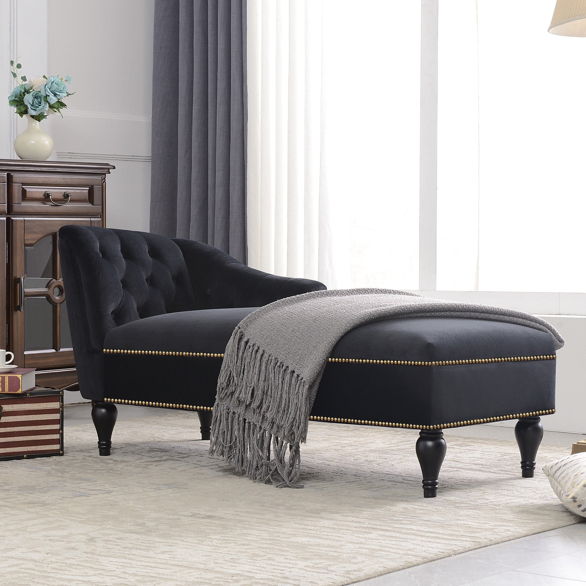 [New+Video] 58''Velvet Chaise Lounge,Button Tufted Right Arm Facing Lounge Chair with Nailhead Trim & Solid Wood Legs for Living Room or Office,Sleeper Lounge Sofa (New style of WF284880AAB) Giga GNJ Home Home & Garden Sofa Walmart Giga https://www.cyberehub.com