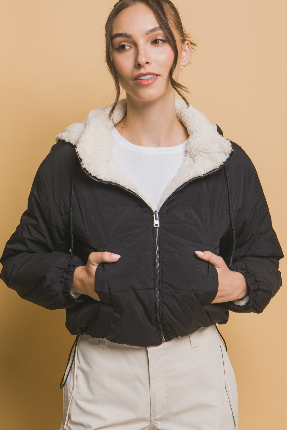 Love Tree Zip Up Cropped Hooded Sherpa Reversible Jacket Tops/Jackets/Sweaters Clothing Tops LOVE TREE Ship from USA TikTok Trendsi USPS Walmart Trendsi https://www.cyberehub.com