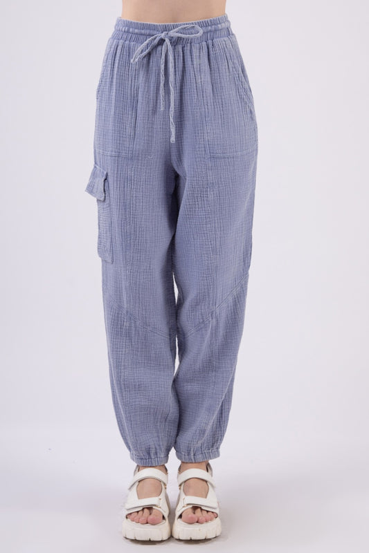 VERY J Washed Woven Crinkle Gauze Drawstring Cargo Pants Denim Bottoms Bottoms Clothing Ship from USA VERY J Women Trendsi https://www.cyberehub.com