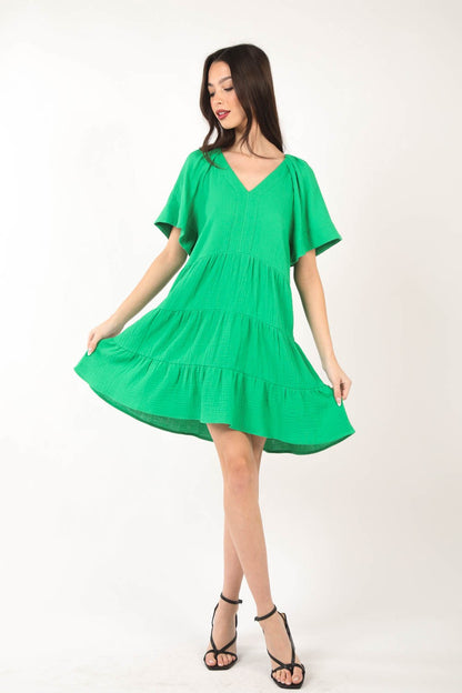 VERY J Texture V-Neck Ruffled Tiered Dress Apparel/Dress Dress Memorial Day Sale Ship from USA TikTok Trendsi USPS VERY J Walmart Walmart Apparel Trendsi https://www.cyberehub.com