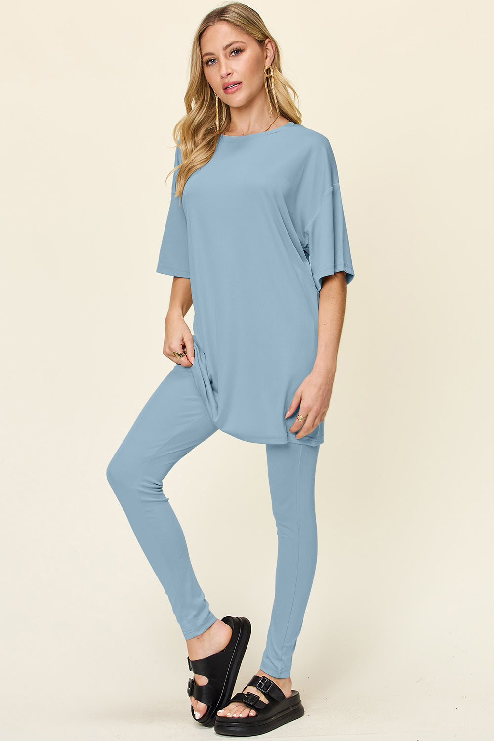 Double Take Full Size Round Neck Dropped Shoulder T-Shirt and Leggings Set Apparel/Tops Double Take Ship from USA TikTok Tops Trendsi USPS Walmart Walmart Apparel Trendsi https://www.cyberehub.com