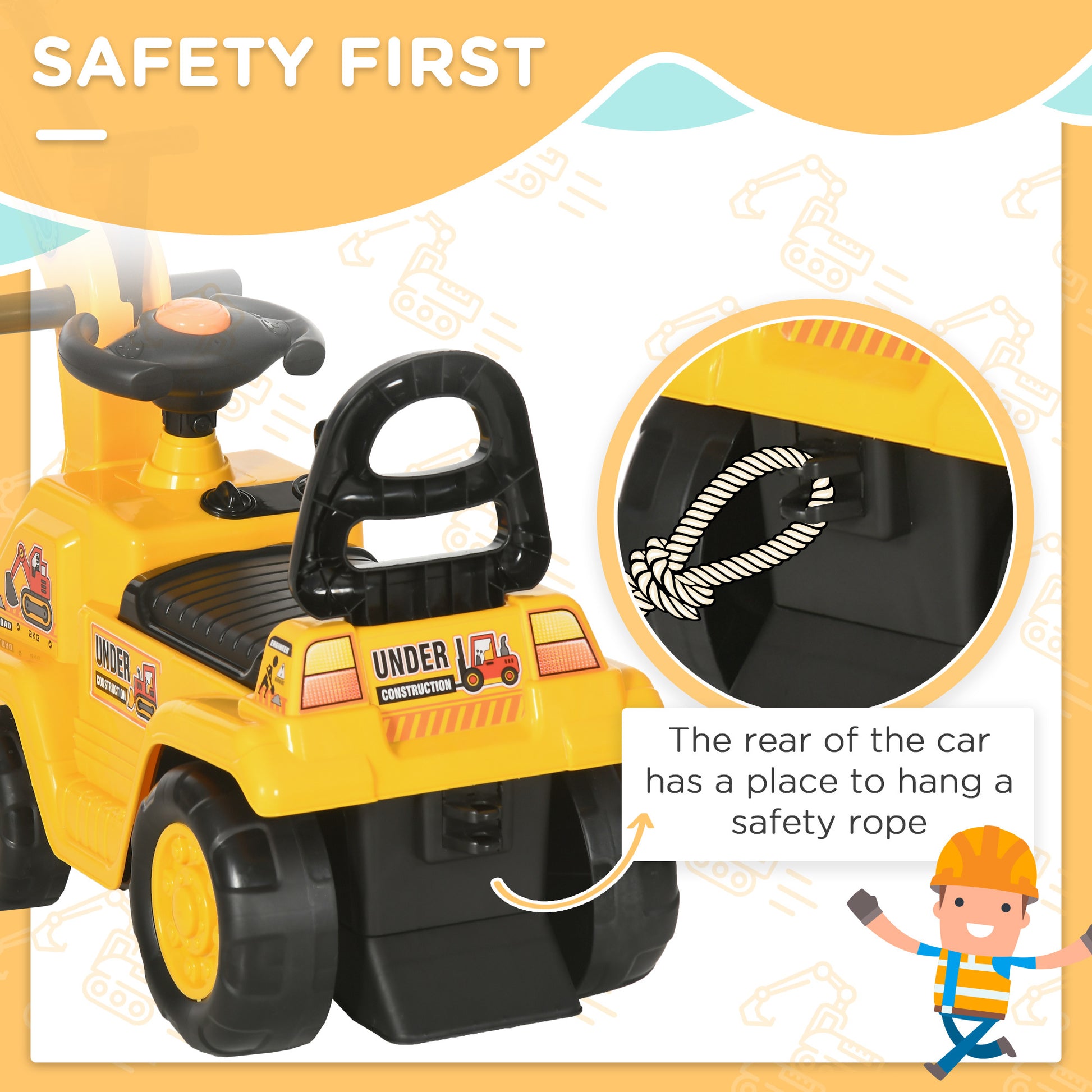 Ride On Excavator Pull Cart, Kids Digger Ride on Truck with Horn, Under Seat Storage, Sit and Scoot Pretend Play Toy Construction Car for Ages 18M+ Giga GNJ Kids Toys Giga https://www.cyberehub.com