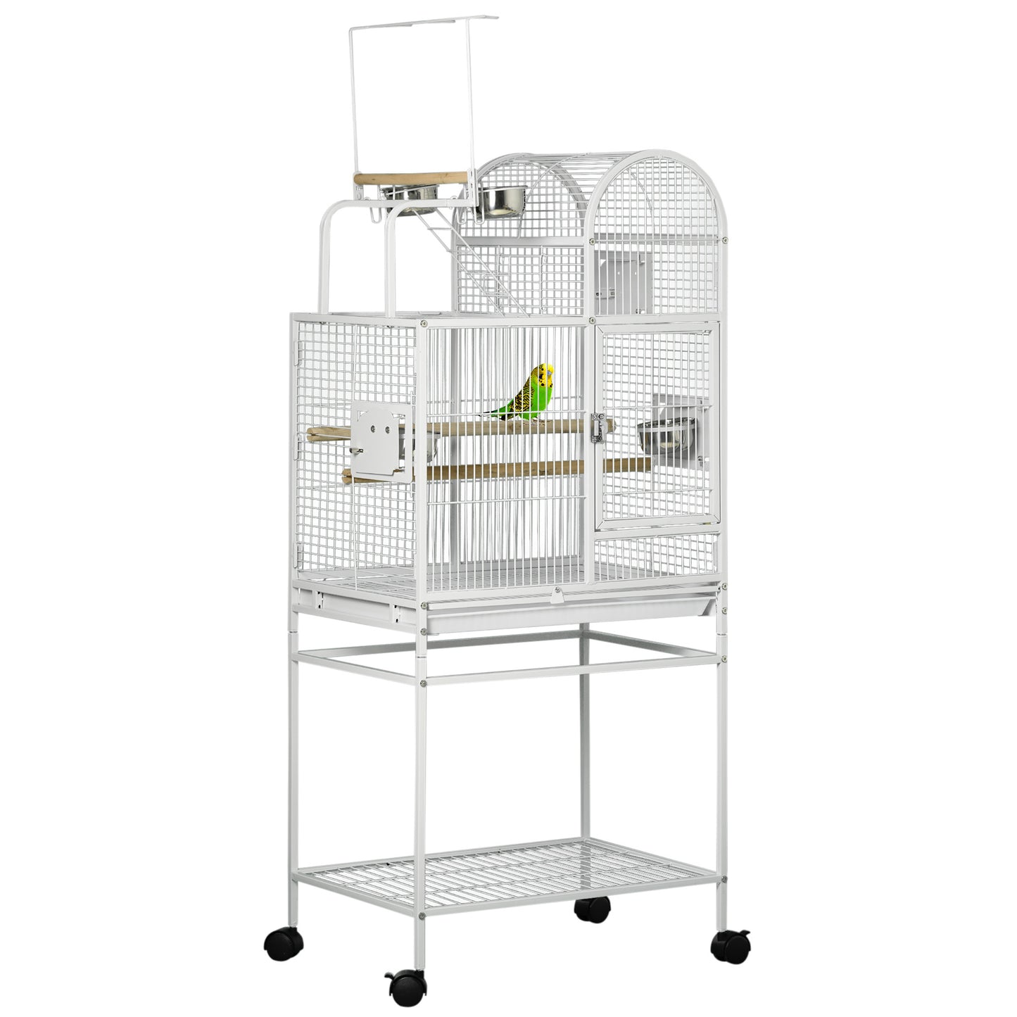 PawHut 55" Large Parrot Cage with Toy Hooks Above Top Bird Perch, Tray, Food Cups, Rolling Stand, Bird Cage for Cockatiels, Parakeets, Lovebirds Giga GNJ Kids Toys Giga https://www.cyberehub.com