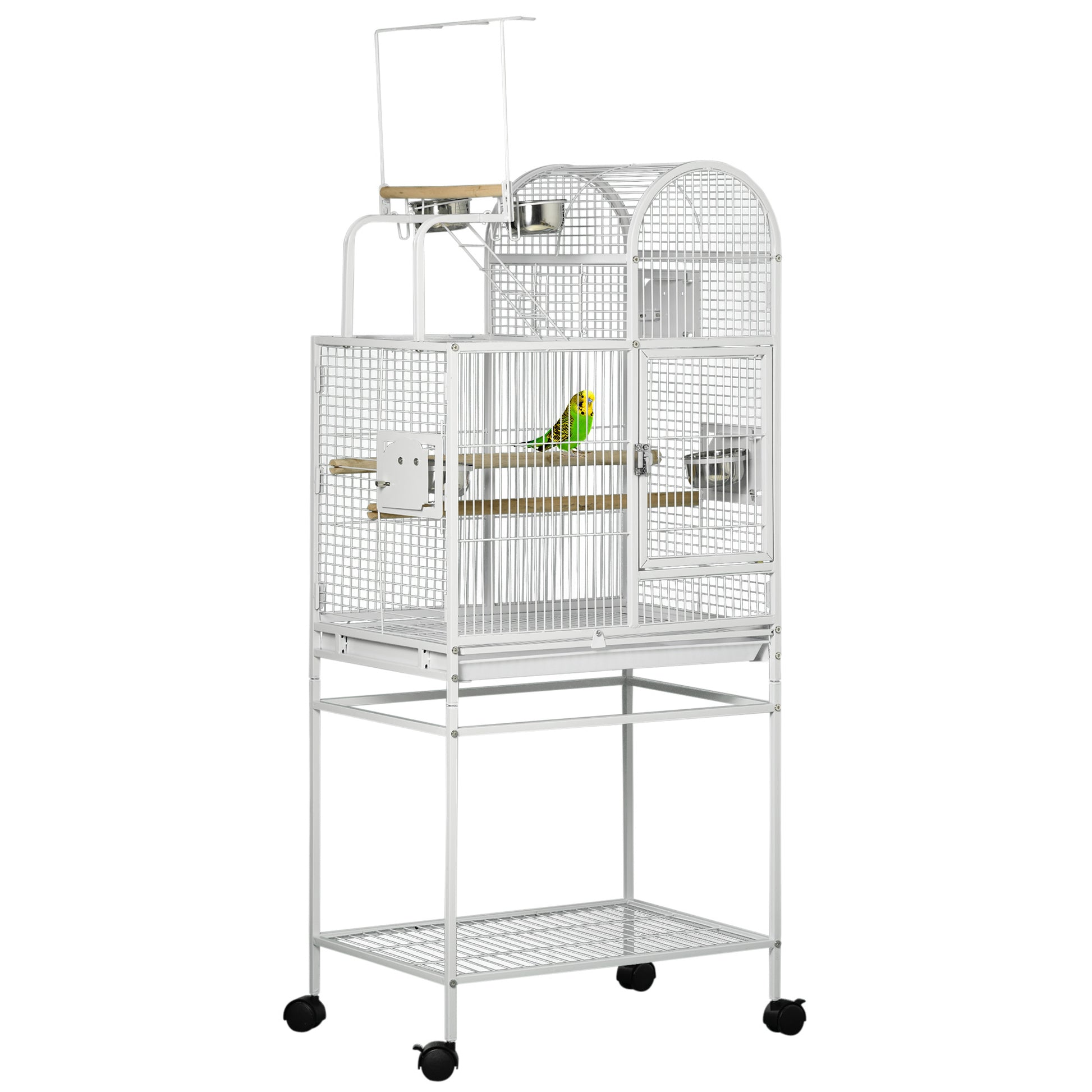 PawHut 55" Large Parrot Cage with Toy Hooks Above Top Bird Perch, Tray, Food Cups, Rolling Stand, Bird Cage for Cockatiels, Parakeets, Lovebirds Giga GNJ Kids Toys Giga https://www.cyberehub.com