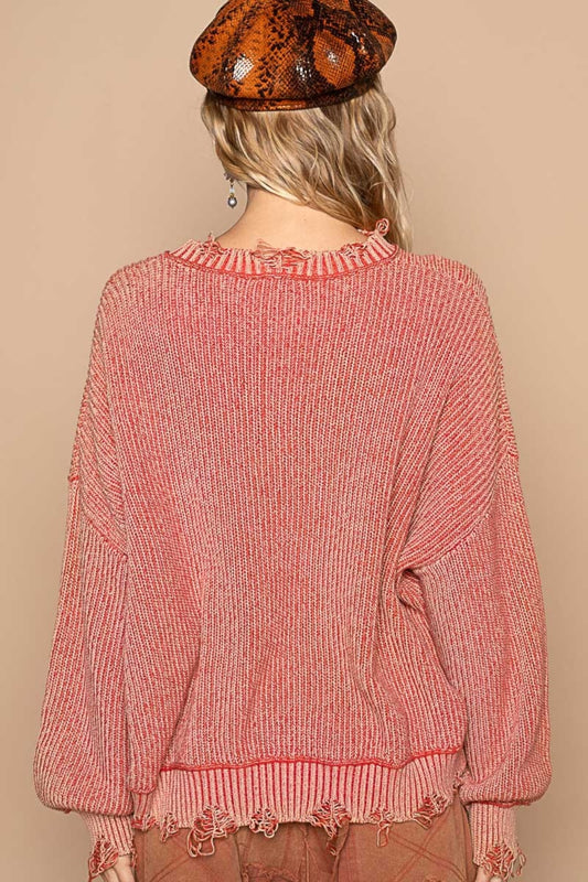 POL Distressed Washed Drop Shoulder Sweater Shirt Apparel Clothing Tops POL Ship from USA Shirts USA Women Trendsi https://www.cyberehub.com