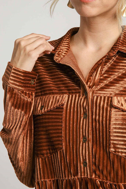 Umgee Texture Tiered Collared Long Sleeve Dress Apparel/Dress Dress Ship from USA TikTok Trendsi Umgee USA USPS Walmart Walmart Apparel Trendsi https://www.cyberehub.com