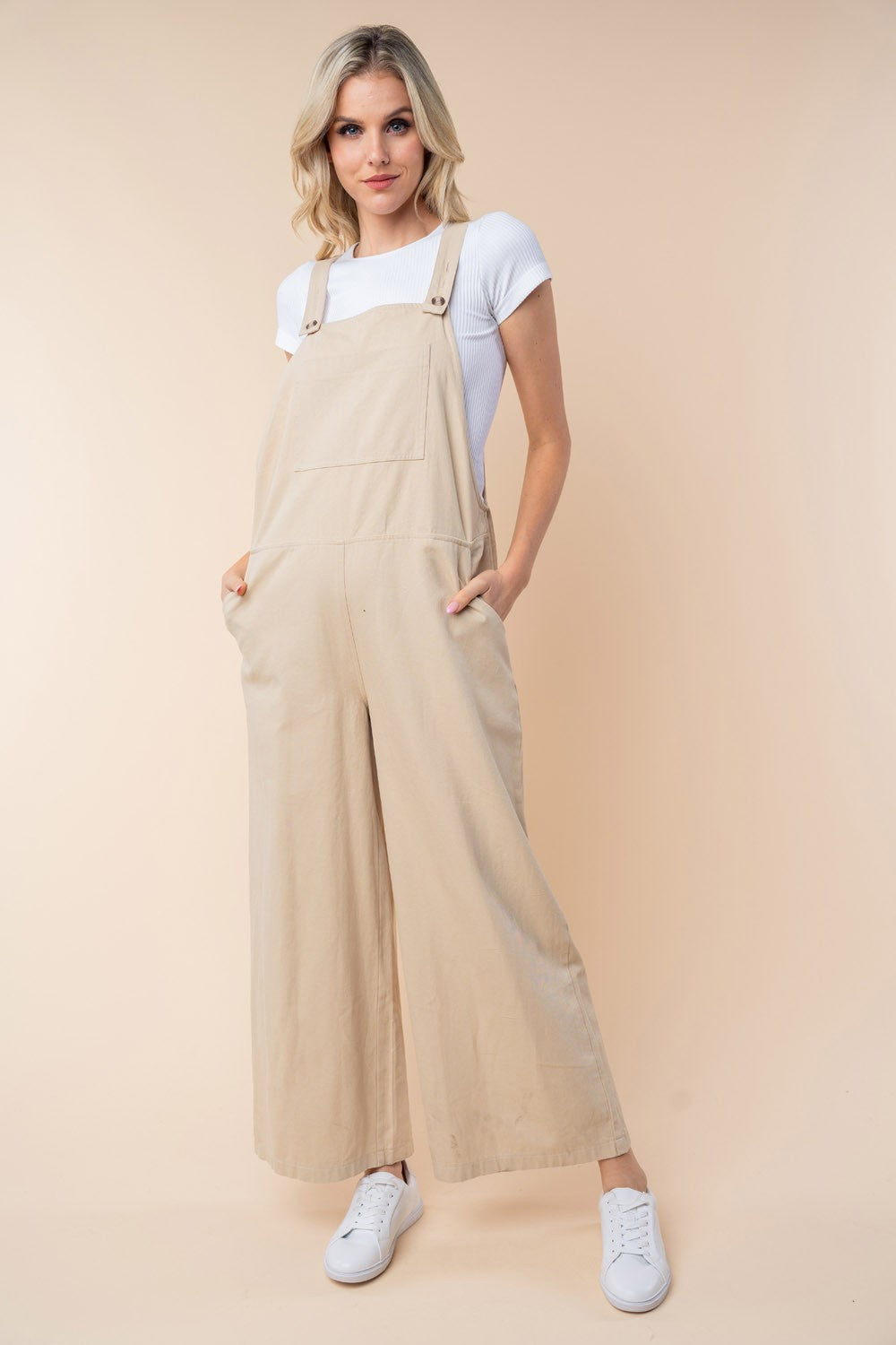 White Birch Sleeveless Wide Leg Jumpsuit Oatmeal Tops/Jackets/Sweaters Clothing Tops Ship from USA TikTok Trendsi USPS Walmart White Birch Trendsi https://www.cyberehub.com
