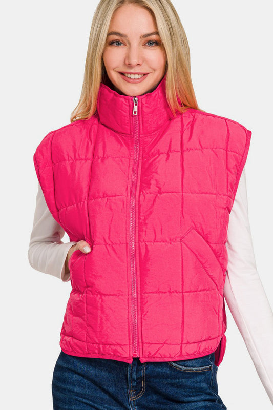 Zenana Zip Up Cropped Puffer Vest with Pockets Hot Pink Tops/Jackets/Sweaters Clothing Tops Ship from USA TikTok Trendsi USPS Walmart Zenana Trendsi https://www.cyberehub.com