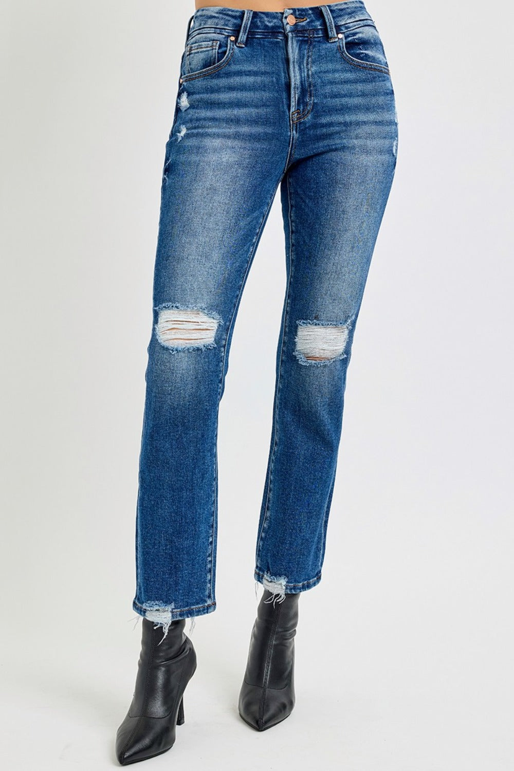 RISEN Full Size High Rise Distressed Crop Straight Jeans Bottoms Bottoms Clothing RISEN Ship from USA Women Trendsi https://www.cyberehub.com