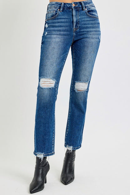 RISEN Full Size High Rise Distressed Crop Straight Jeans Bottoms Bottoms Clothing RISEN Ship from USA Women Trendsi https://www.cyberehub.com