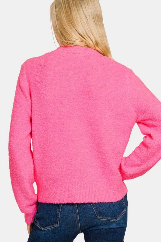 Zenana Button Down Long Sleeve Sweater Cardigan Shirt Apparel Clothing Tops Ship from USA Shirts USA Women Zenana Trendsi https://www.cyberehub.com
